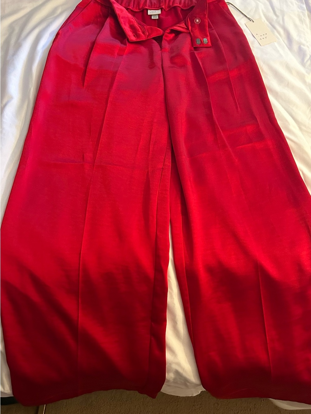 a new day Red Satin Wide-Leg Trousers